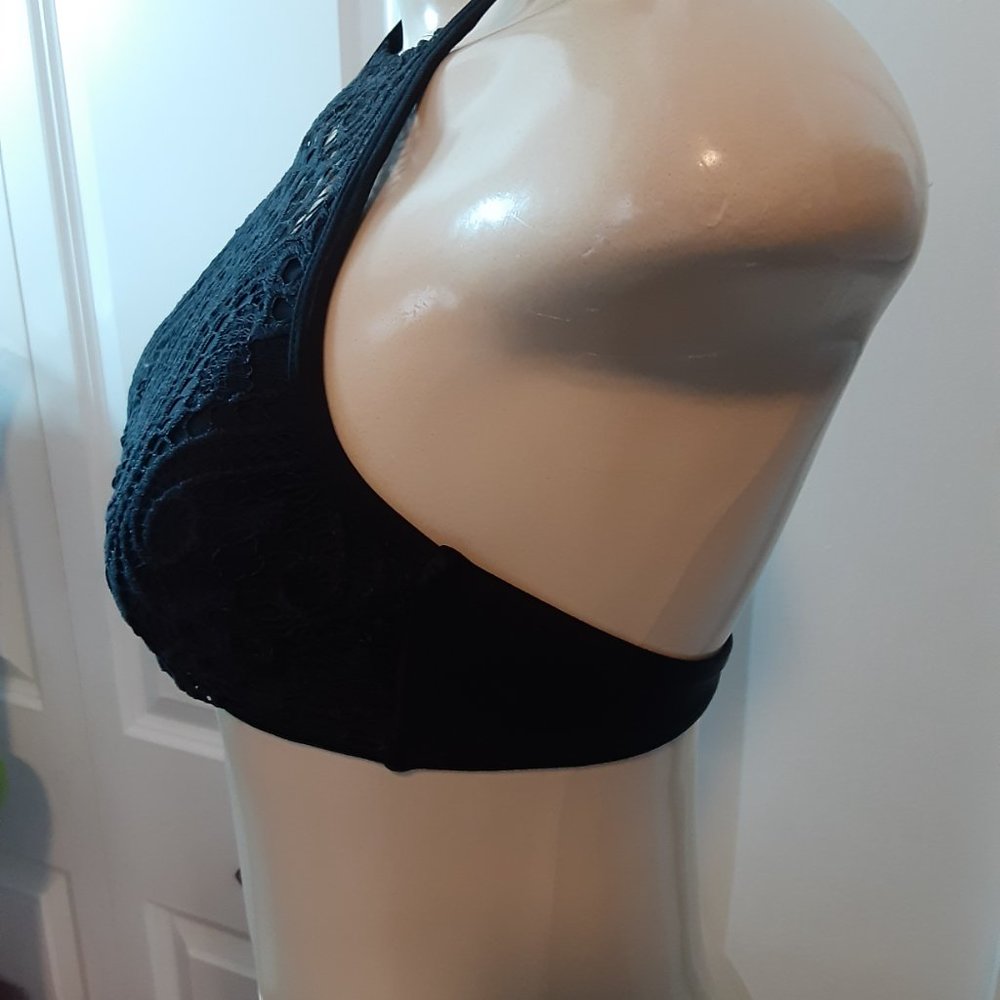 Xhilaration Stringy Solid Knot Front High Neckline Lace Bikini Top - Picture 5 of 8